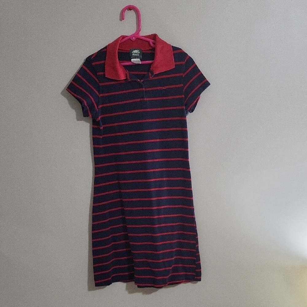 Roots Blue and Red Polo Dress Casual Short Sleeve